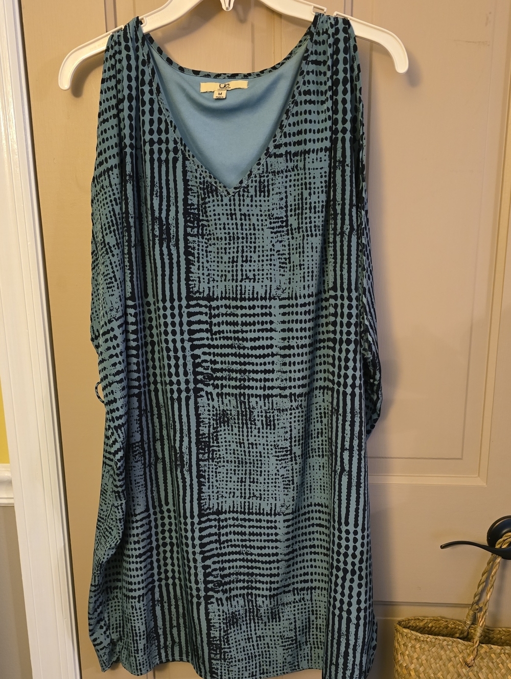 Women's Teal Patterned Flow Dress Sz M
